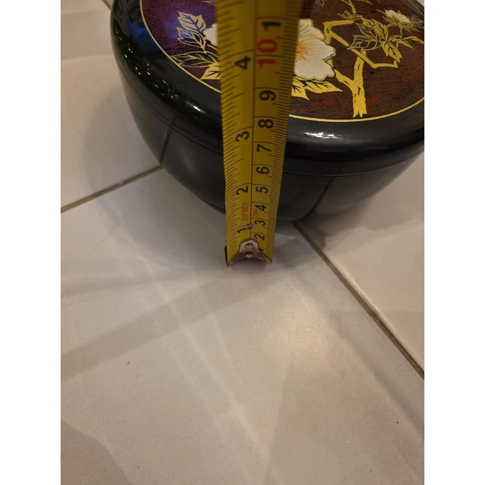 Japanese Lacquerware Bento Box Lazy Susan Floral‎ Design Removable Tray B2